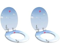 Minkštai užsidarantis tualeto dangtis 2 pcs Mėlyna 44 x 38 cm