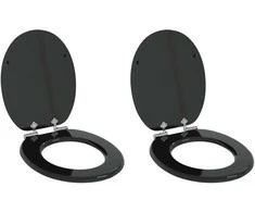 Minkštai užsidarantis tualeto dangtis 2 pcs Juodas 44 x 38 cm