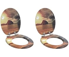 Minkštai užsidarantis tualeto dangtis 2 pcs Oranžinė 44 x 38 cm