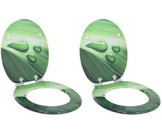 Minkštai užsidarantis tualeto dangtis 2 pcs Žalias lašas