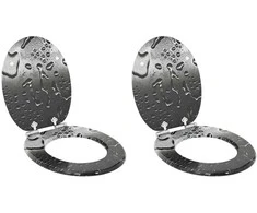 Minkštai užsidarantis tualeto dangtis 2 pcs Pilka 44 x 38 cm