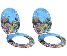 Minkštai užsidarantis tualeto dangtis 2 pcs Gili jūros mėlyna