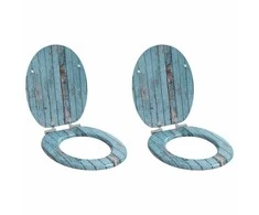 Minkštai užsidarantis tualeto dangtis 2 pcs Mėlyna 44 x 38 cm