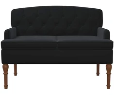 Sofa Minkštas kampas su mygtukų apmušalais Juoda 111 x 65 x 79 cm