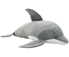 Minkštas žaislinis delfinas, pilkas, pliušinis
