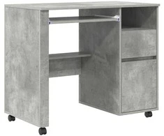 Stalas su ratais Betono pilka 91 x 50 x 77 cm Apdirbta mediena