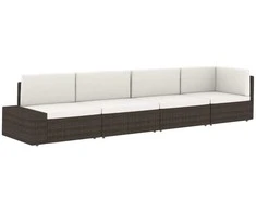 Modulinė kampinė sofa, pilkos spalvos, poliratanas