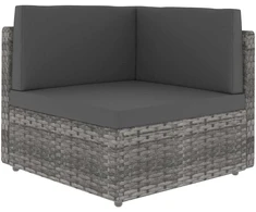 Modulinė kampinė sofa, pilkos spalvos, poliratanas
