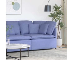 Modulinė kampinė sofa su pagalvėlėmis, džinsinės mėlynos spalvos, 100 cm