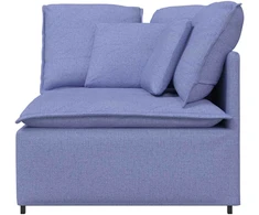 Modulinė kampinė sofa su pagalvėlėmis, džinsinės mėlynos spalvos, 100 cm