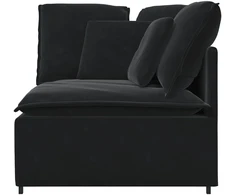 Modulinė kampinė sofa su pagalvėlėmis, juoda, 100 cm
