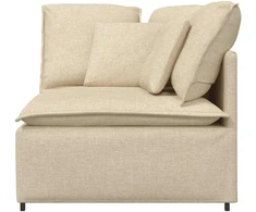 Modulinė kampinė sofa su pagalvėlėmis, kreminės spalvos, 100 cm