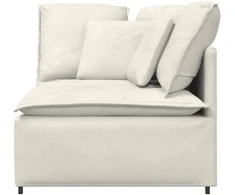 Modulinė kampinė sofa su pagalvėlėmis, kreminės spalvos, 100 cm
