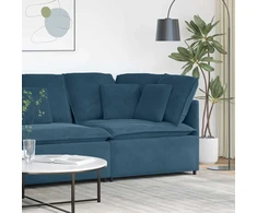 Modulinė kampinė sofa su pagalvėlėmis, mėlyna, 100 cm