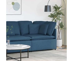 Modulinė kampinė sofa su pagalvėlėmis, mėlyna, 100 cm