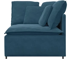 Modulinė kampinė sofa su pagalvėlėmis, mėlyna, 100 cm