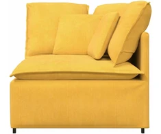 Modulinė kampinė sofa su pagalvėlėmis, šviesiai geltona, 100 cm
