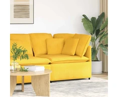 Modulinė kampinė sofa su pagalvėlėmis, šviesiai geltona, 100 cm
