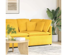 Modulinė kampinė sofa su pagalvėlėmis, šviesiai geltona, 100 cm
