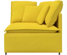Modulinė kampinė sofa su pagalvėlėmis, šviesiai geltona, 100 cm