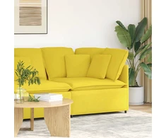 Modulinė kampinė sofa su pagalvėlėmis, šviesiai geltona, 100 cm