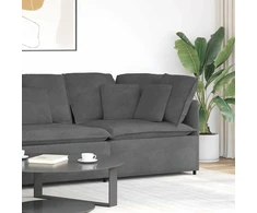 Modulinė kampinė sofa su pagalvėlėmis, tamsiai pilka, 100 cm