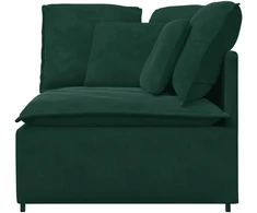 Modulinė kampinė sofa su pagalvėlėmis, tamsiai žalia, 100 cm