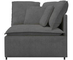 Modulinė kampinė sofa su pagalvėlėmis, tamsiai pilka, 100 cm