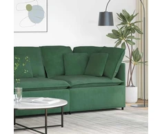 Modulinė kampinė sofa su pagalvėlėmis, tamsiai žalia, 100 cm