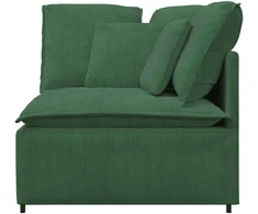 Modulinė kampinė sofa su pagalvėlėmis, tamsiai žalia, 100 cm