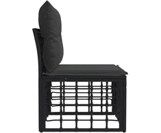 Modulinė lauko sofa be rankų Juoda poliratanas