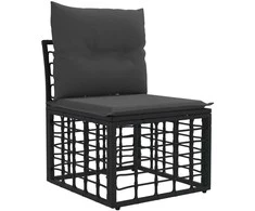 Modulinė lauko sofa be rankų Juoda poliratanas