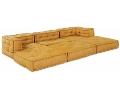 Modulinė siuvinėta sofa 2 pcs Geltona 140 x 70 x 56 cm audinys