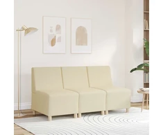 Modulinė sofa be porankių, kreminės spalvos, 55 cm, audinys