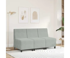 Modulinė sofa be porankių, šviesiai pilka, 55 cm, aksomas