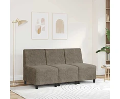 Modulinė sofa be porankių, tamsiai pilka, 55 cm, dirbtinė zomša, oda