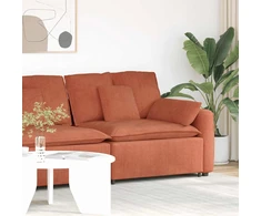 Modulinė sofa, porankiai, galas, su pagalvėlėmis, raudonai oranžinė, 100 cm
