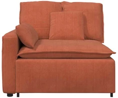 Modulinė sofa, porankiai, galas, su pagalvėlėmis, raudonai oranžinė, 100 cm