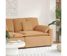 Modulinė sofa, porankiai, galo modulis su pagalvėlėmis, smėlio spalvos, 100 cm