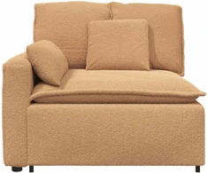 Modulinė sofa, porankiai, galo modulis su pagalvėlėmis, smėlio spalvos, 100 cm