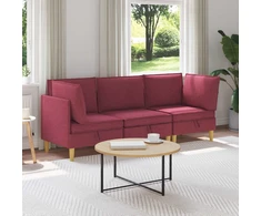 Modulinė sofa su laikymo vieta 3 vnt. Vyno raudona Audinys
