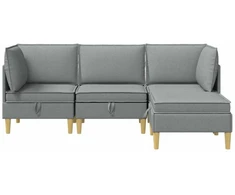 Modulinė sofa su laikymo vieta 4 vnt. Šviesiai pilka Audinys
