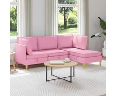 Modulinė sofa su laikymo vieta 4 vnt. Rožinė Audinys