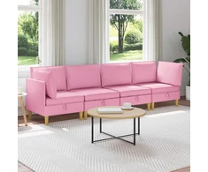 Modulinė sofa su laikymo vieta 4 vnt. Rožinė Audinys