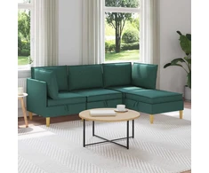 Modulinė sofa su laikymo vieta 4 vnt. Tamsiai žalia Audinys