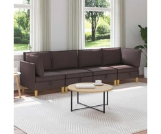 Modulinė sofa su laikymo vieta 4 vnt. Tamsiai rudas Audinys
