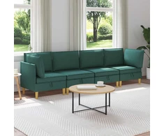 Modulinė sofa su laikymo vieta 4 vnt. Tamsiai žalia Audinys