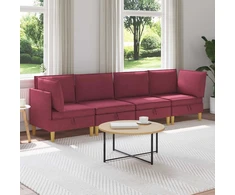 Modulinė sofa su laikymo vieta 4 vnt. Vyno raudona Audinys