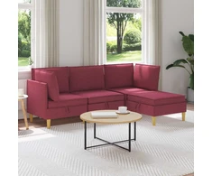 Modulinė sofa su laikymo vieta 4 vnt. Vyno raudona Audinys