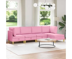 Modulinė sofa su laikymo vieta 5 vnt. Rožinė Audinys